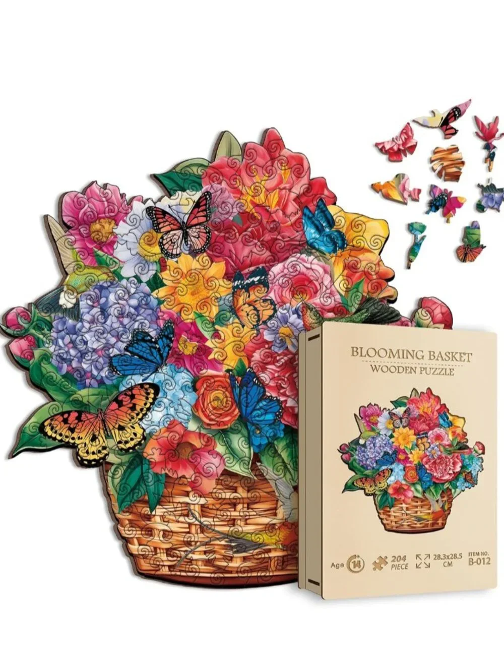 NWOT Unique Blooming Basket Wooden Puzzle 200+ Laser Cut Wooden Pieces